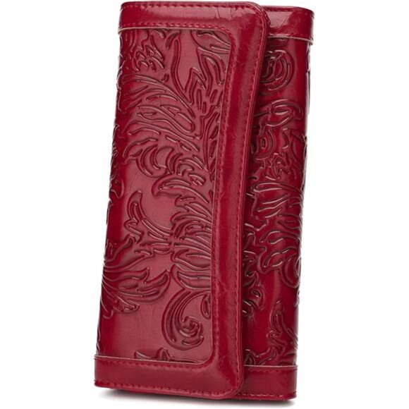 Womens Leather Wallet RFID Blocking Trifold Long Clutch Card Holder Phone Purse - Picture 1 of 7
